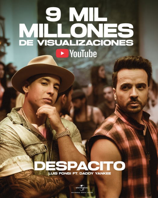 “Despacito” rompe otra barrera histórica y supera los 9.000 millones de reproducciones en YouTube